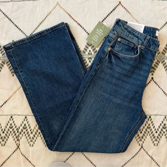 Y2K H&M Wide Leg Comfort Stretch High Waist Dark Wash Denim Jeans NWT Size 8 - Picture 9 of 15